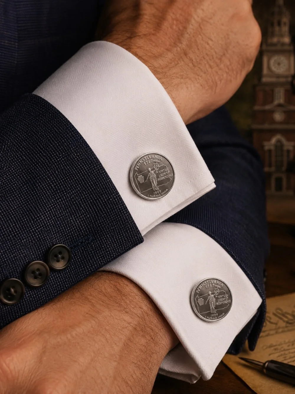 Pennsylvania State Quarter Coin Cufflinks 1999
